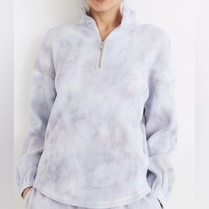 Madewell MWL Waffle Half-Zip Shirttail Sweatshirt in Tie-Dye Large